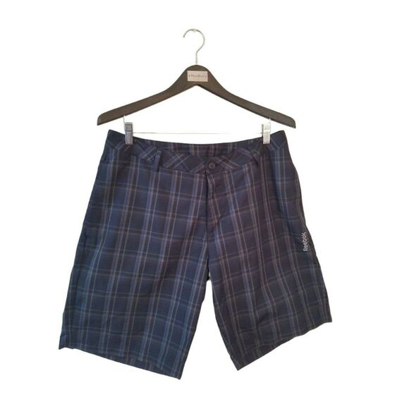 REEBOK GOLF Men's Shorts Size 34 Blue‎ Gray Plaid Pockets Comfort - Picture 1 of 7